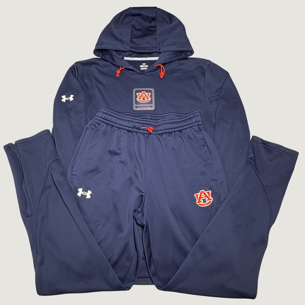 Under Armour Auburn Tigers Tracksuit Mens S Navy Hoodie Pants Set 1378470 FW23
